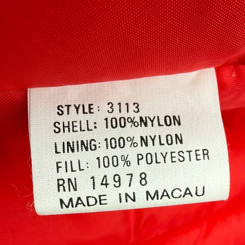Vintage 80s Windbreaker Puffer Jacket Blue Red‎ Nylon Colorblock M